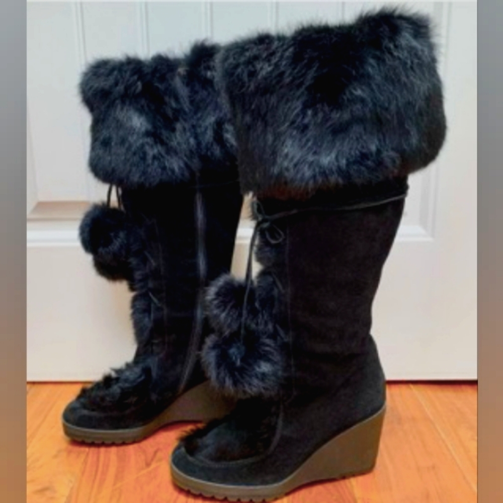 Coach karita women's fur boots authentic with box and original receipt $495